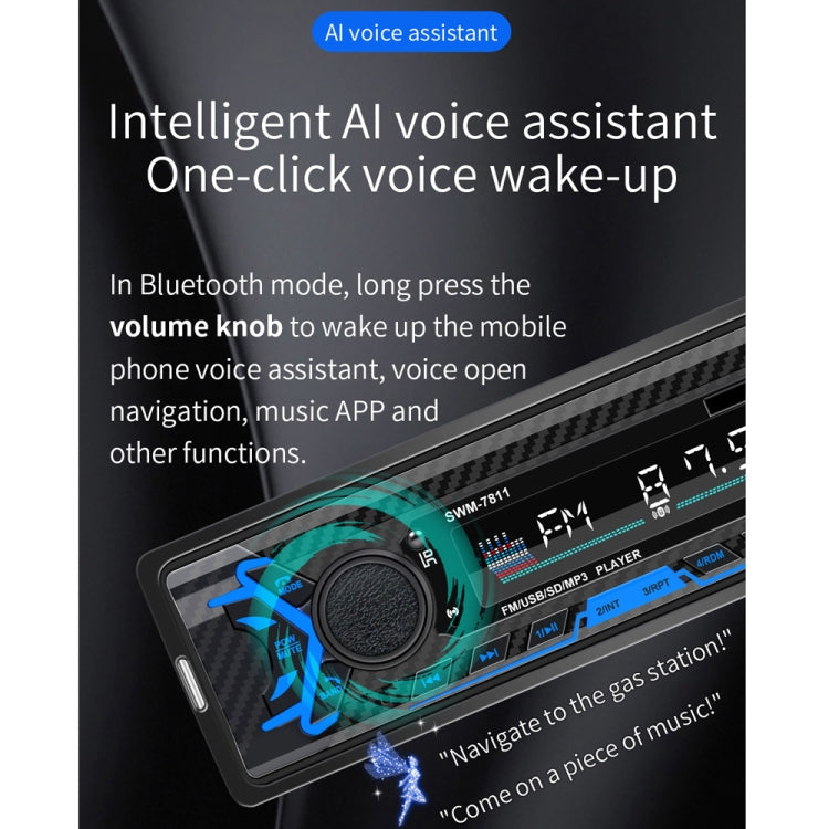 SWM-7811 Car 12V Bluetooth MP3 Player Support FM & TF Card & Voice Assistant with Steering Wheel Remote Control