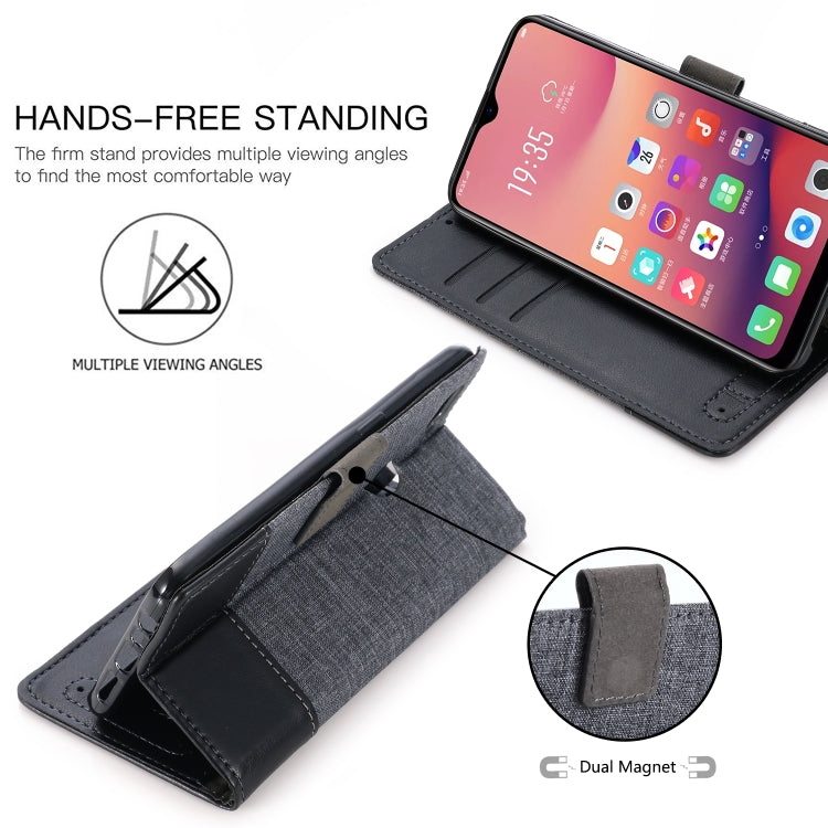 For OPPO A7 MUXMA MX102 Horizontal Flip Canvas Leather Case with Stand & Card Slot & Wallet Function