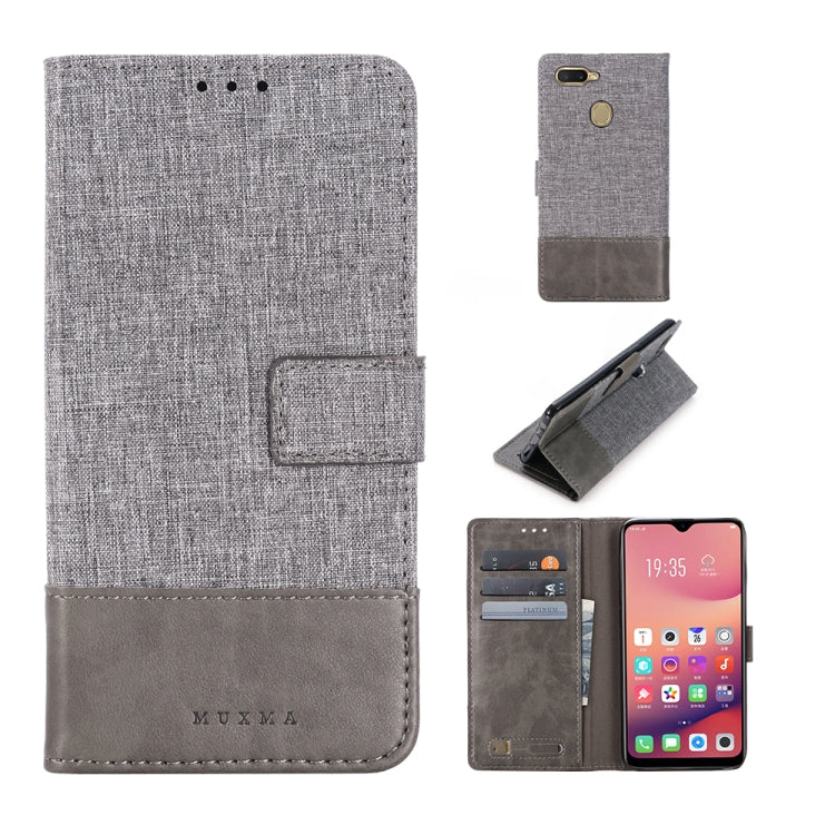 For OPPO A7 MUXMA MX102 Horizontal Flip Canvas Leather Case with Stand & Card Slot & Wallet Function