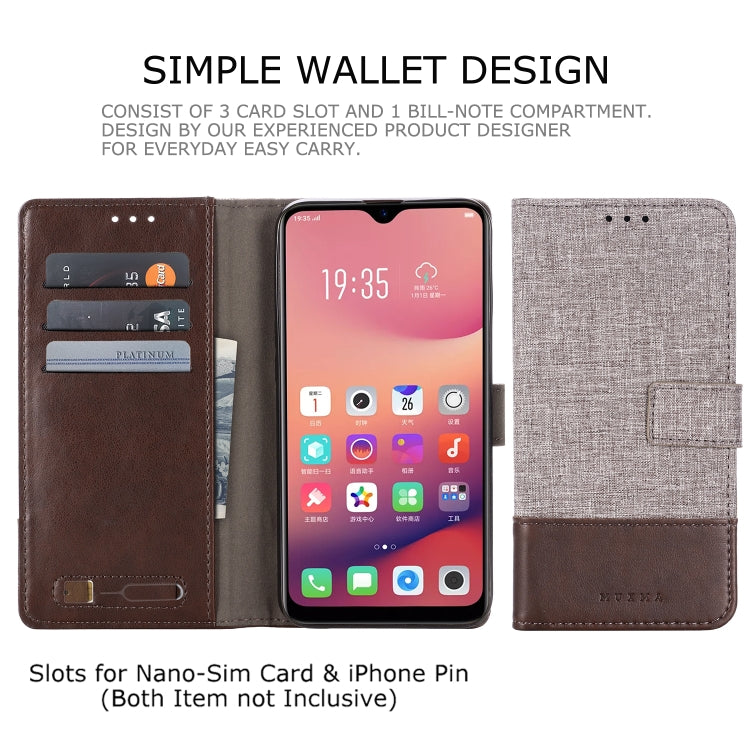 For OPPO A7 MUXMA MX102 Horizontal Flip Canvas Leather Case with Stand & Card Slot & Wallet Function