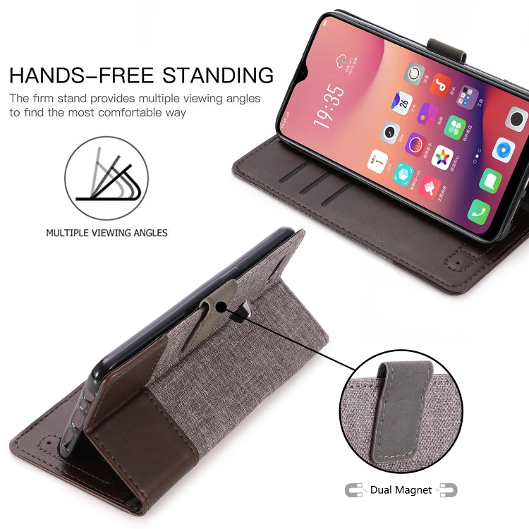For OPPO A7 MUXMA MX102 Horizontal Flip Canvas Leather Case with Stand & Card Slot & Wallet Function