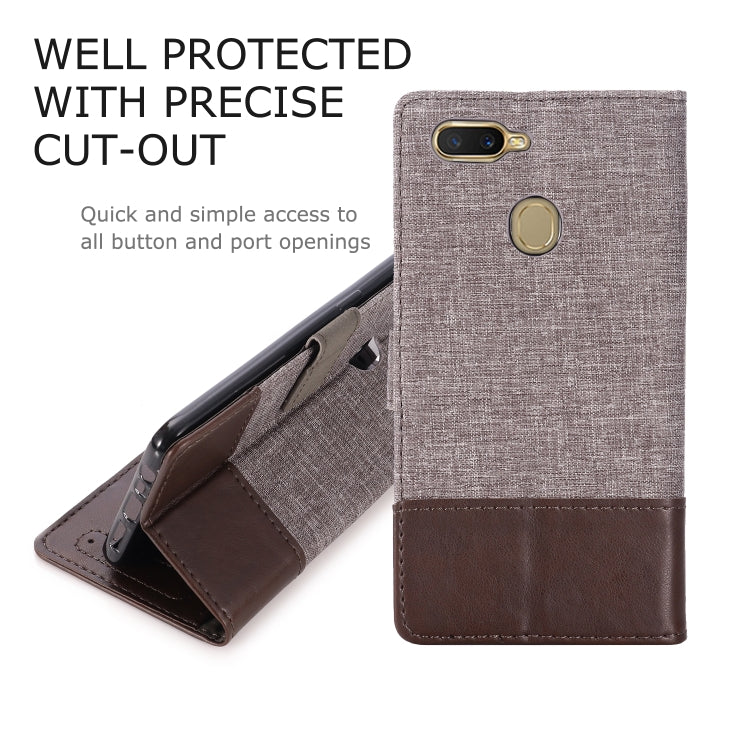 For OPPO A7 MUXMA MX102 Horizontal Flip Canvas Leather Case with Stand & Card Slot & Wallet Function