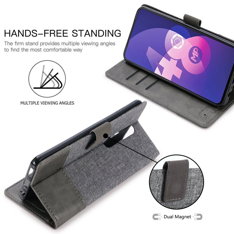 MUXMA MX102 Horizontal Flip Canvas Leather Case with Stand & Card Slot & Wallet Function