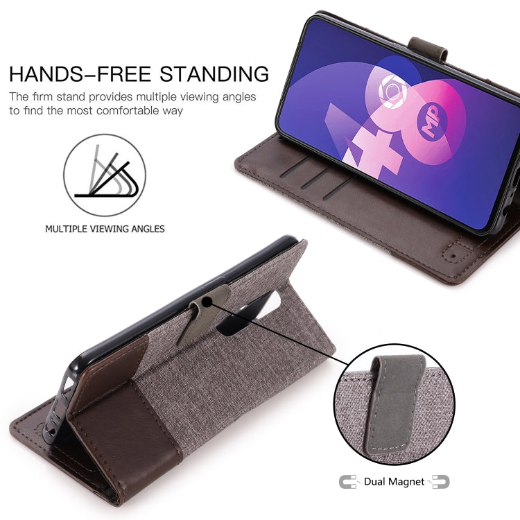 MUXMA MX102 Horizontal Flip Canvas Leather Case with Stand & Card Slot & Wallet Function