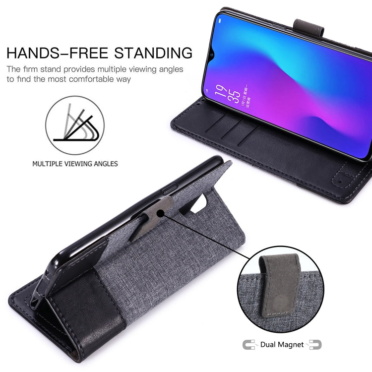 For OPPO R17 MUXMA MX102 Horizontal Flip Canvas Leather Case with Stand & Card Slot & Wallet Function