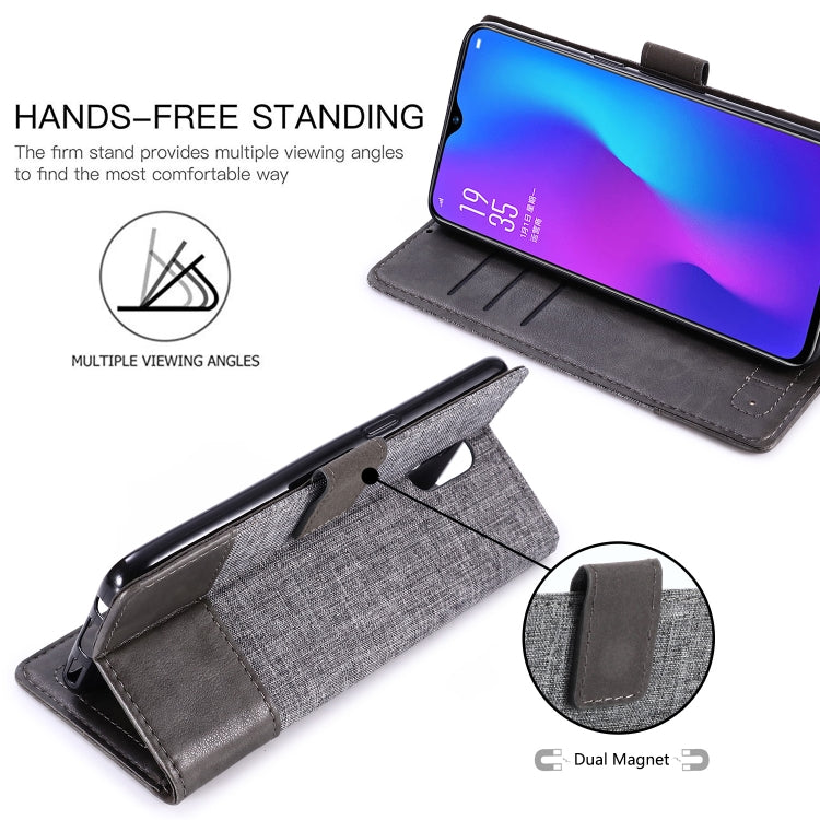 For OPPO R17 MUXMA MX102 Horizontal Flip Canvas Leather Case with Stand & Card Slot & Wallet Function