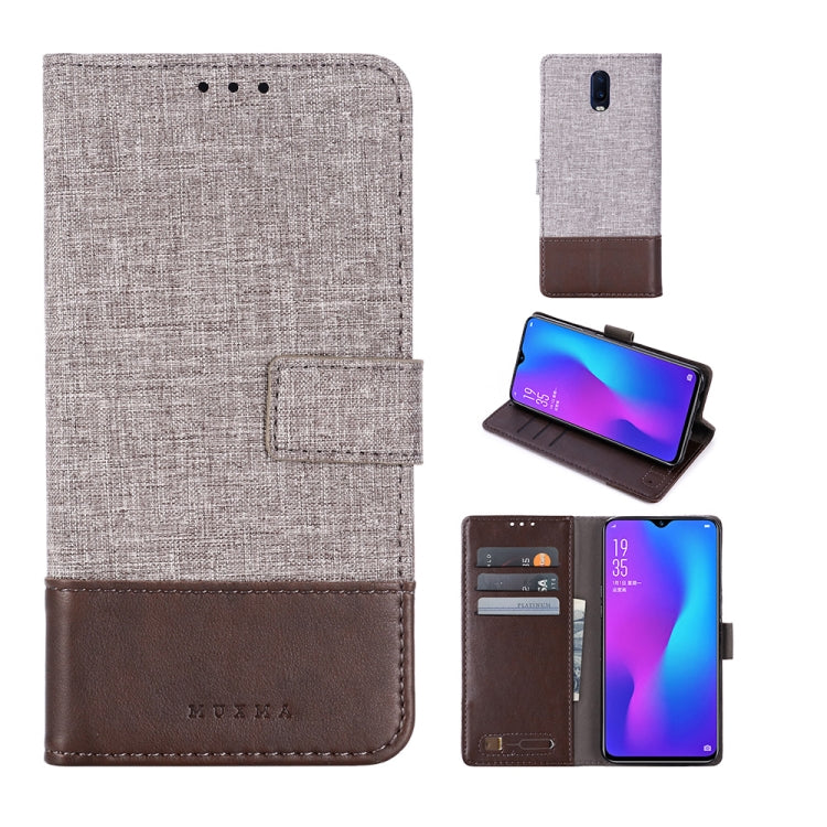 For OPPO R17 MUXMA MX102 Horizontal Flip Canvas Leather Case with Stand & Card Slot & Wallet Function