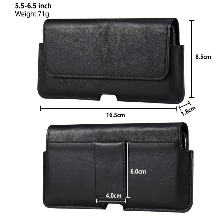 Universal Cow Leather Mobile Phone Leather Case Waist Bag For 5.5-6.5 inch and Below Phones