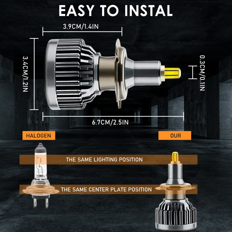 V9 H7 2 PCS DC10-32V / 6000K / 3000LM / 30W IP65 Waterproof Car LED Headlight