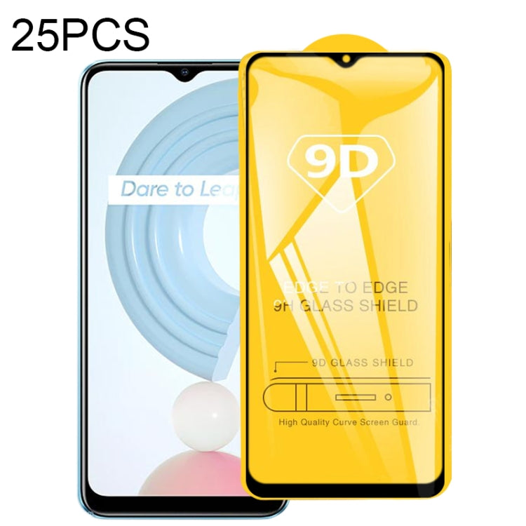 For OPPO Realme C21 / C31 25 PCS 9D Full Glue Full Screen Tempered Glass Film