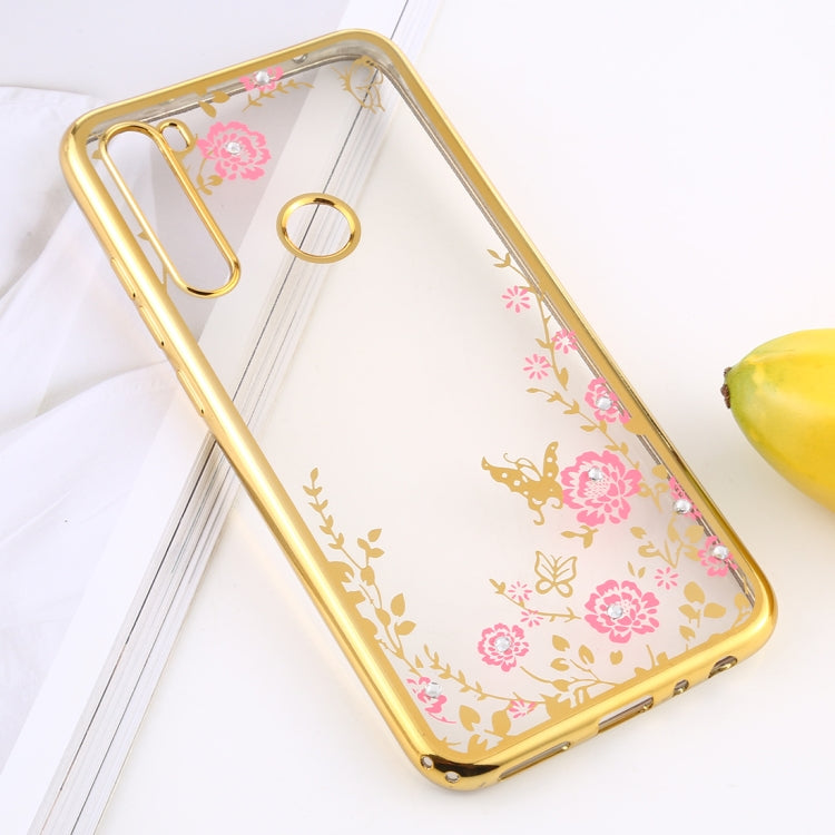 For Xiaomi Redmi Note 8 Flowers Patterns Electroplating Soft TPU Protective Cover Case