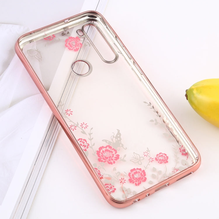 For Xiaomi Redmi Note 8 Flowers Patterns Electroplating Soft TPU Protective Cover Case
