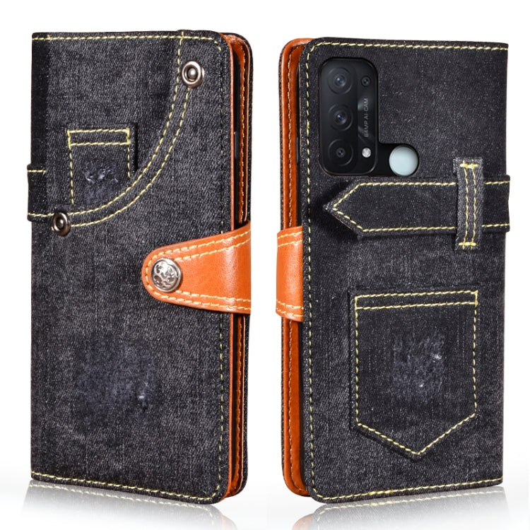 For OPPO Reno5 A Japan Version Denim Horizontal Flip Leather Case with Holder & Card Slot & Wallet
