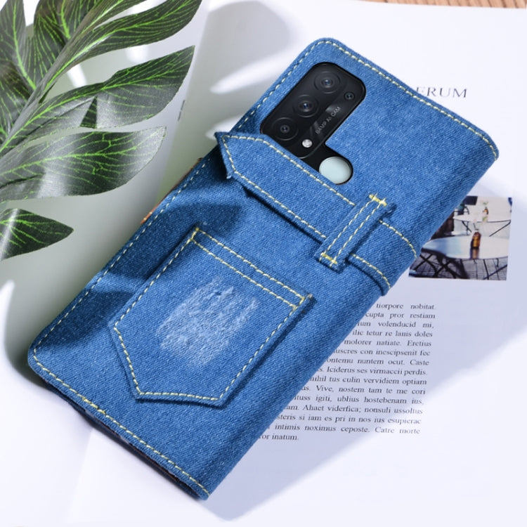 For OPPO Reno5 A Japan Version Denim Horizontal Flip Leather Case with Holder & Card Slot & Wallet