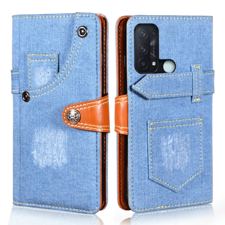 For OPPO Reno5 A Japan Version Denim Horizontal Flip Leather Case with Holder & Card Slot & Wallet