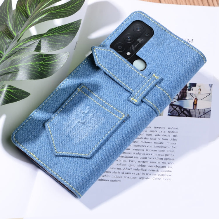 For OPPO Reno5 A Japan Version Denim Horizontal Flip Leather Case with Holder & Card Slot & Wallet