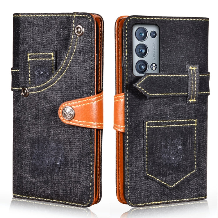 For OPPO Reno6 Pro 5G Denim Horizontal Flip Leather Case with Holder & Card Slot & Wallet