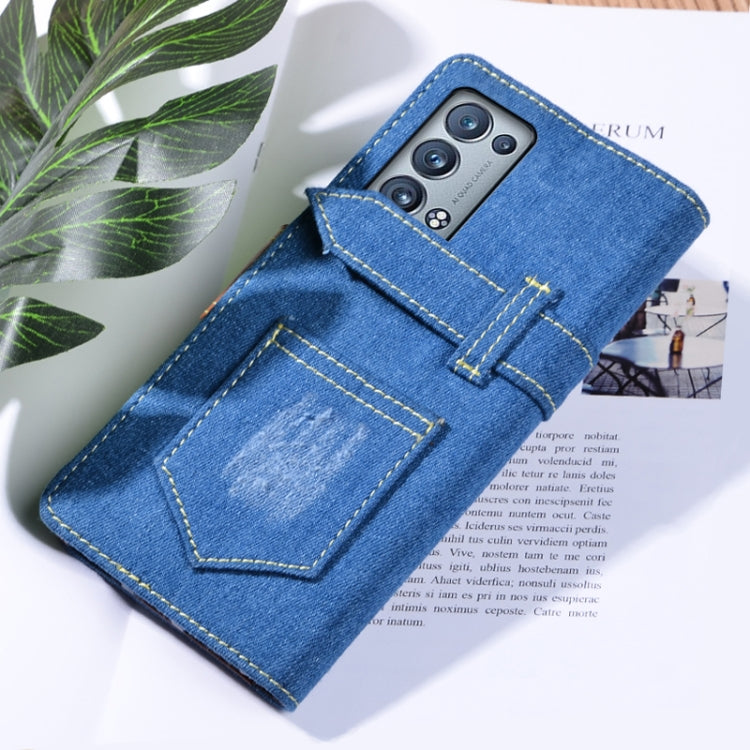 For OPPO Reno6 Pro 5G Denim Horizontal Flip Leather Case with Holder & Card Slot & Wallet