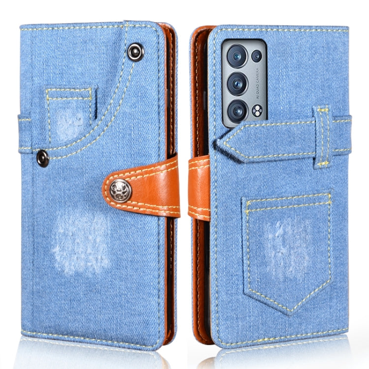 For OPPO Reno6 Pro 5G Denim Horizontal Flip Leather Case with Holder & Card Slot & Wallet