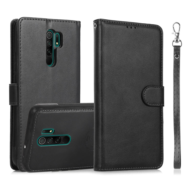 For Xiaomi Redmi 9 Calf Texture 2 in 1 Detachable Magnetic Back Cover Horizontal Flip Leather Case with Holder & Card Slots & Wallet & Photo Frame