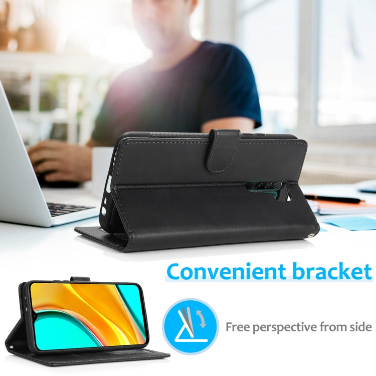 For Xiaomi Redmi 9 Calf Texture 2 in 1 Detachable Magnetic Back Cover Horizontal Flip Leather Case with Holder & Card Slots & Wallet & Photo Frame