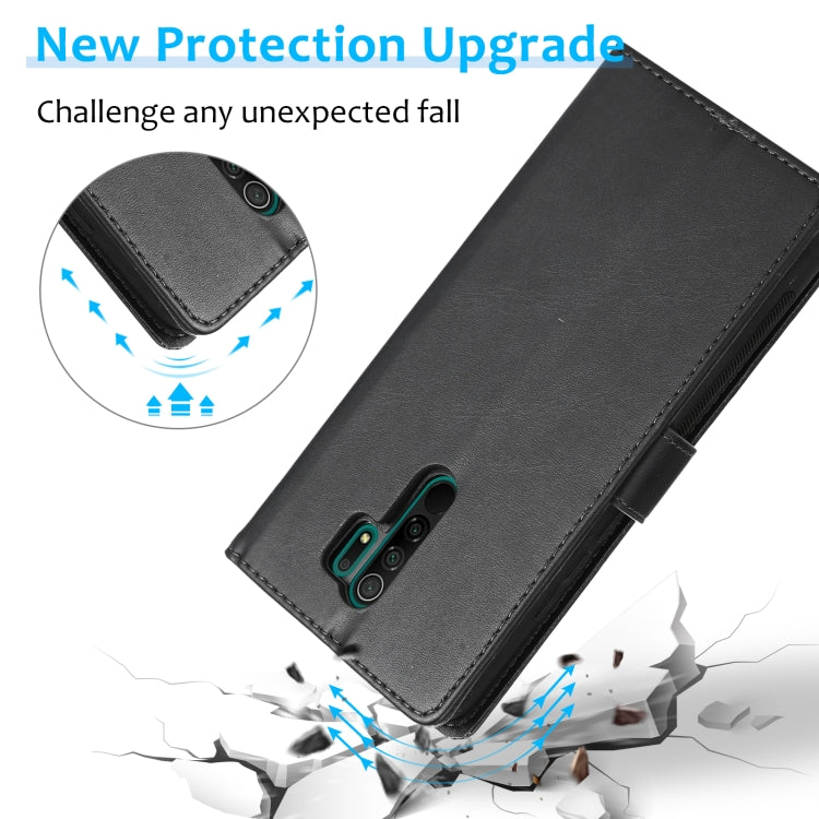 For Xiaomi Redmi 9 Calf Texture 2 in 1 Detachable Magnetic Back Cover Horizontal Flip Leather Case with Holder & Card Slots & Wallet & Photo Frame