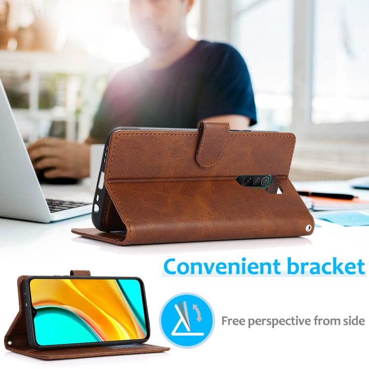 For Xiaomi Redmi 9 Calf Texture 2 in 1 Detachable Magnetic Back Cover Horizontal Flip Leather Case with Holder & Card Slots & Wallet & Photo Frame