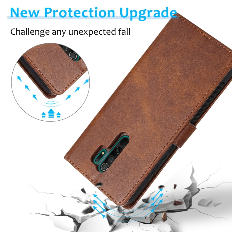 For Xiaomi Redmi 9 Calf Texture 2 in 1 Detachable Magnetic Back Cover Horizontal Flip Leather Case with Holder & Card Slots & Wallet & Photo Frame
