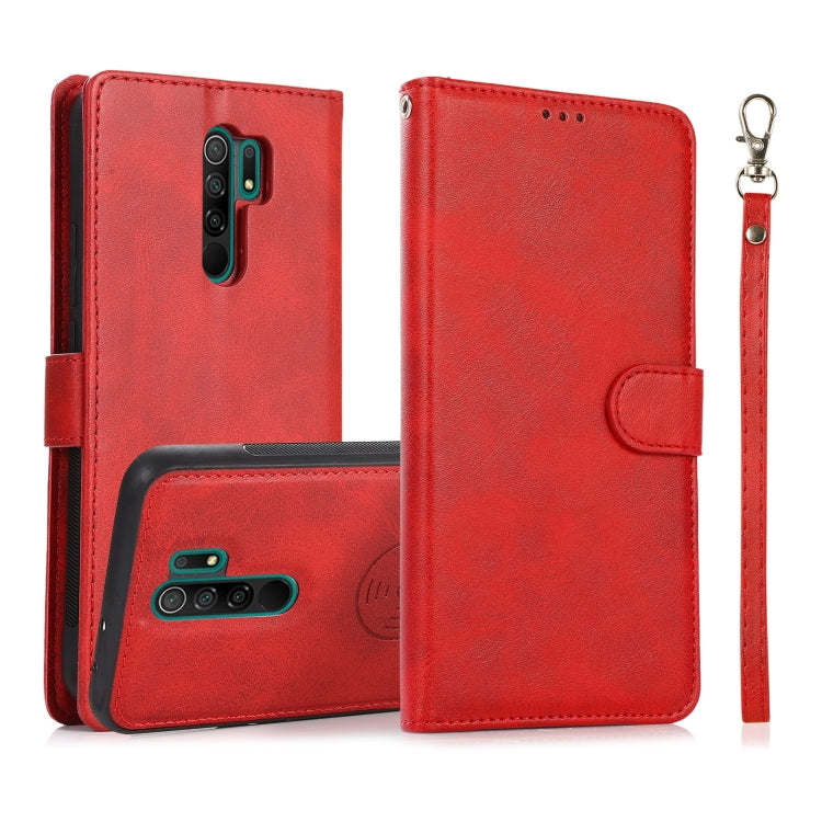 For Xiaomi Redmi 9 Calf Texture 2 in 1 Detachable Magnetic Back Cover Horizontal Flip Leather Case with Holder & Card Slots & Wallet & Photo Frame