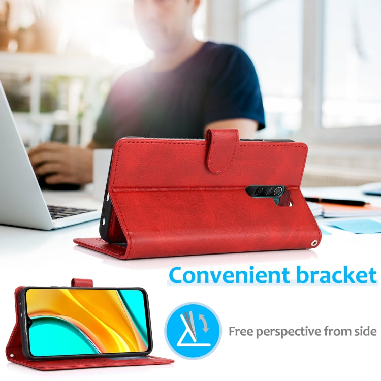 For Xiaomi Redmi 9 Calf Texture 2 in 1 Detachable Magnetic Back Cover Horizontal Flip Leather Case with Holder & Card Slots & Wallet & Photo Frame