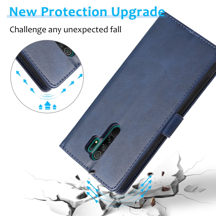 For Xiaomi Redmi 9 Calf Texture 2 in 1 Detachable Magnetic Back Cover Horizontal Flip Leather Case with Holder & Card Slots & Wallet & Photo Frame