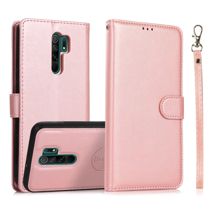 For Xiaomi Redmi 9 Calf Texture 2 in 1 Detachable Magnetic Back Cover Horizontal Flip Leather Case with Holder & Card Slots & Wallet & Photo Frame