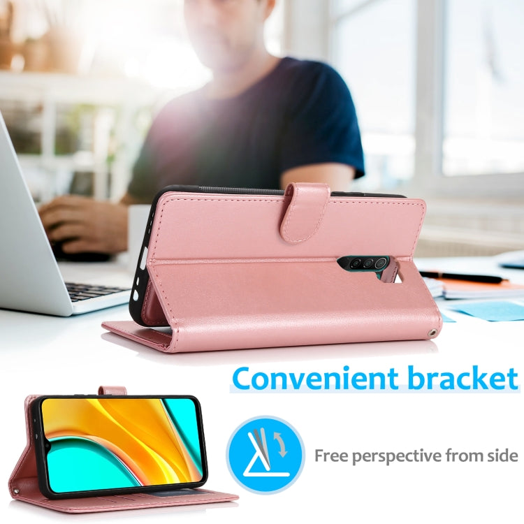 For Xiaomi Redmi 9 Calf Texture 2 in 1 Detachable Magnetic Back Cover Horizontal Flip Leather Case with Holder & Card Slots & Wallet & Photo Frame