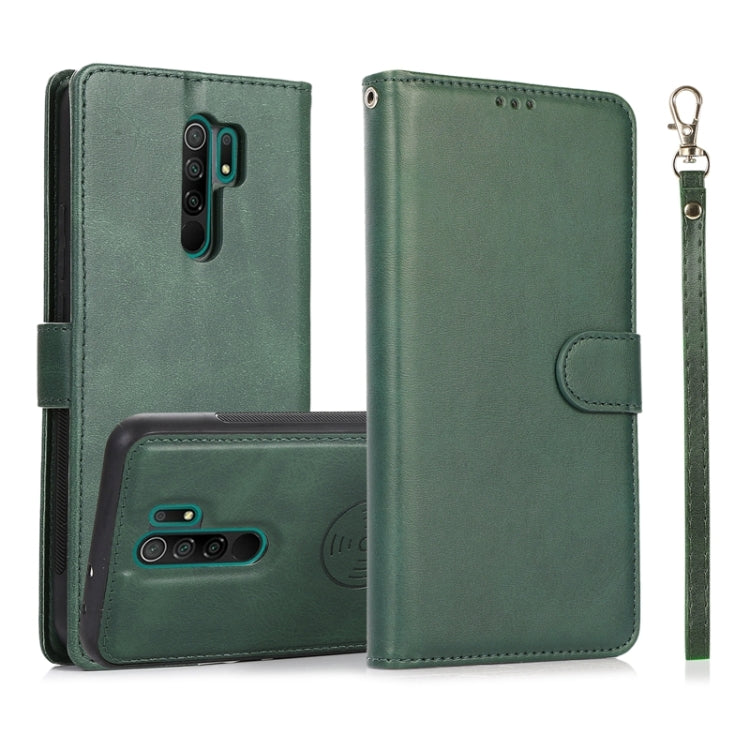 For Xiaomi Redmi 9 Calf Texture 2 in 1 Detachable Magnetic Back Cover Horizontal Flip Leather Case with Holder & Card Slots & Wallet & Photo Frame