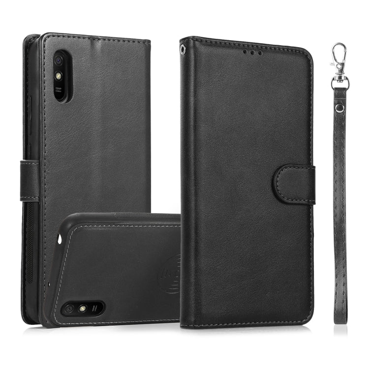 For Xiaomi Redmi 9A Calf Texture 2 in 1 Detachable Magnetic Back Cover Horizontal Flip Leather Case with Holder & Card Slots & Wallet & Photo Frame