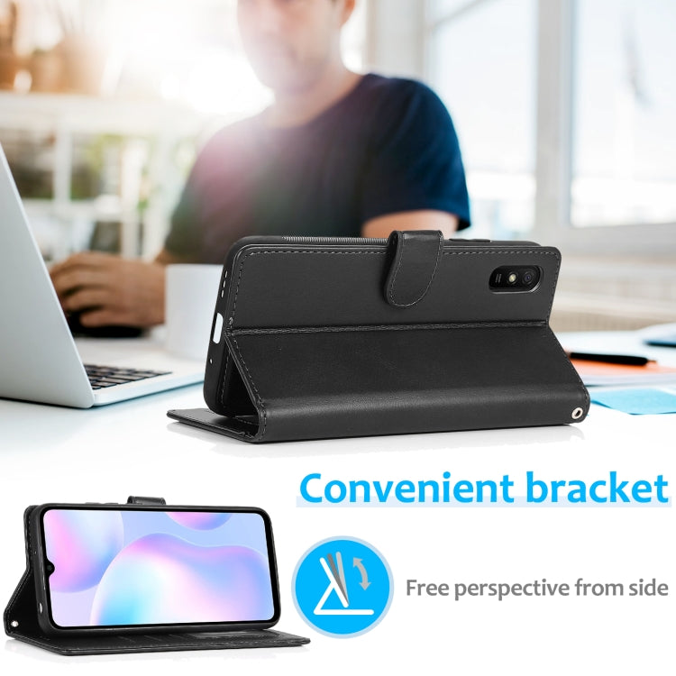 For Xiaomi Redmi 9A Calf Texture 2 in 1 Detachable Magnetic Back Cover Horizontal Flip Leather Case with Holder & Card Slots & Wallet & Photo Frame