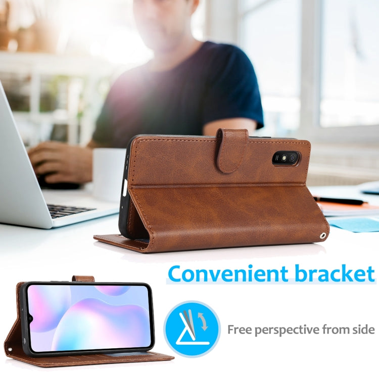 For Xiaomi Redmi 9A Calf Texture 2 in 1 Detachable Magnetic Back Cover Horizontal Flip Leather Case with Holder & Card Slots & Wallet & Photo Frame