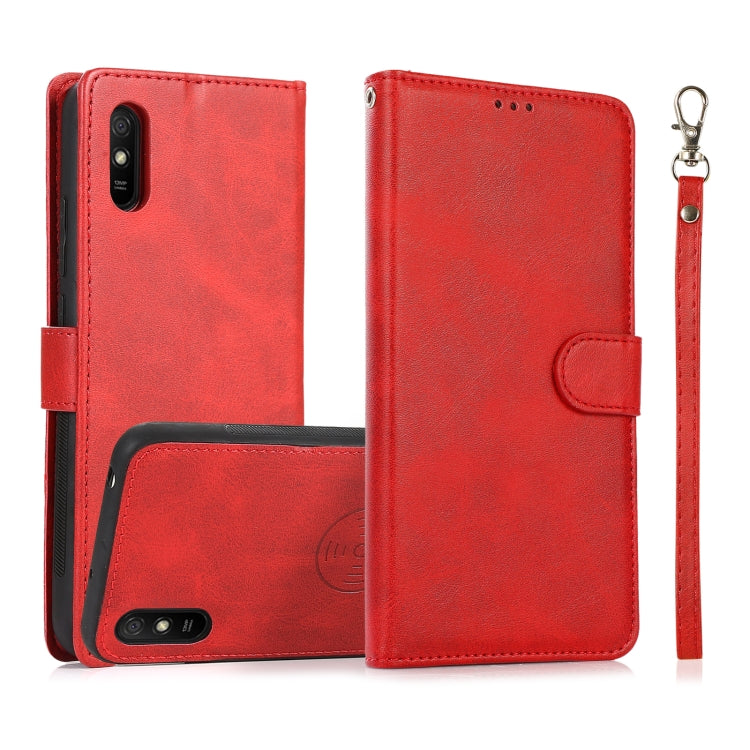 For Xiaomi Redmi 9A Calf Texture 2 in 1 Detachable Magnetic Back Cover Horizontal Flip Leather Case with Holder & Card Slots & Wallet & Photo Frame