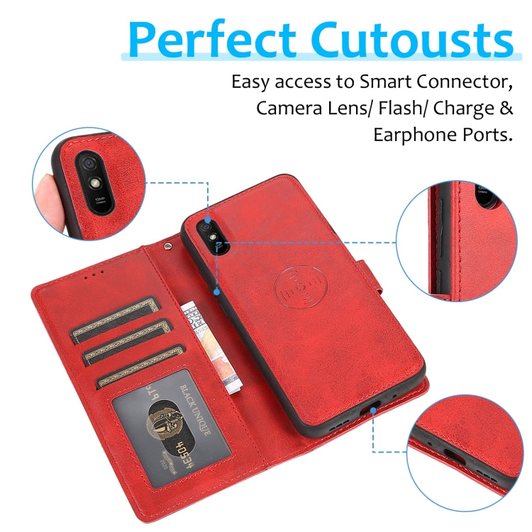 For Xiaomi Redmi 9A Calf Texture 2 in 1 Detachable Magnetic Back Cover Horizontal Flip Leather Case with Holder & Card Slots & Wallet & Photo Frame