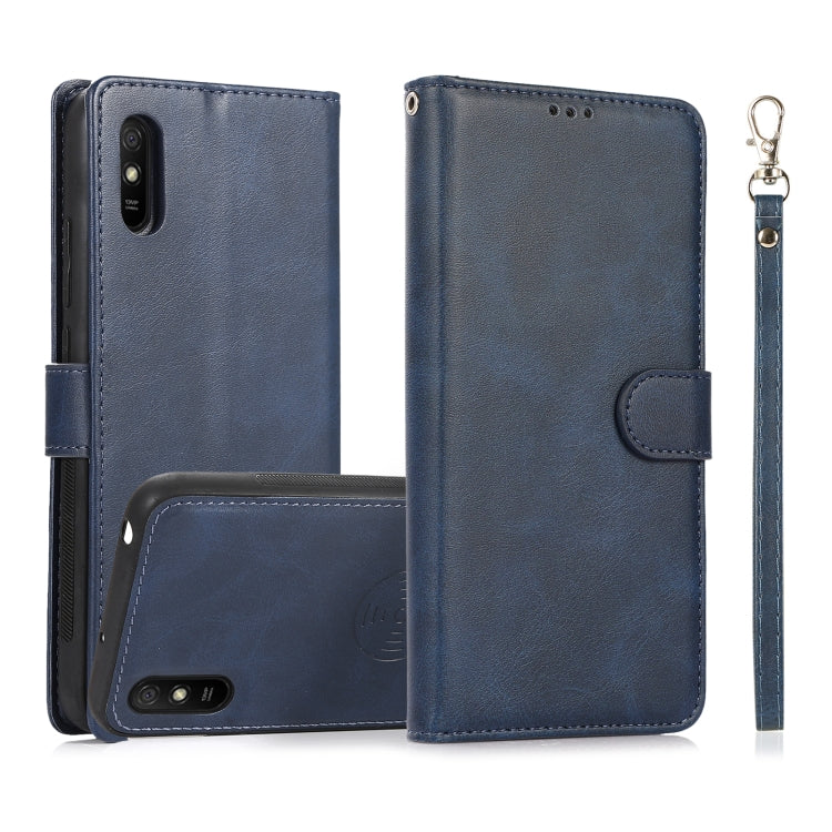 For Xiaomi Redmi 9A Calf Texture 2 in 1 Detachable Magnetic Back Cover Horizontal Flip Leather Case with Holder & Card Slots & Wallet & Photo Frame