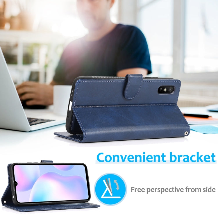 For Xiaomi Redmi 9A Calf Texture 2 in 1 Detachable Magnetic Back Cover Horizontal Flip Leather Case with Holder & Card Slots & Wallet & Photo Frame