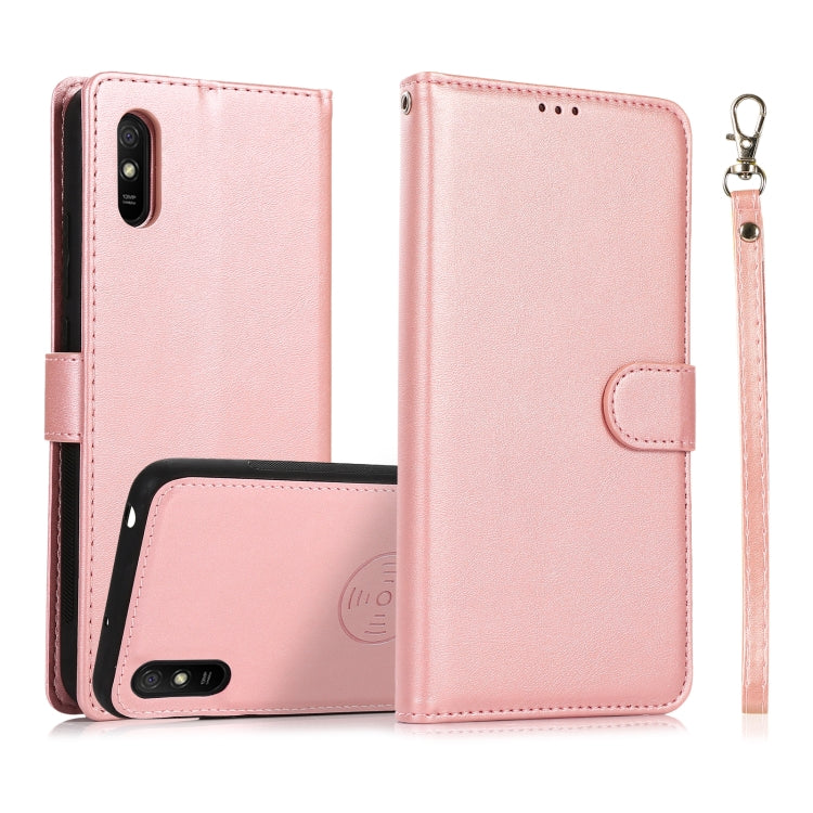 For Xiaomi Redmi 9A Calf Texture 2 in 1 Detachable Magnetic Back Cover Horizontal Flip Leather Case with Holder & Card Slots & Wallet & Photo Frame