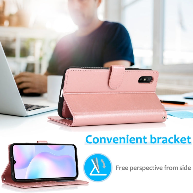 For Xiaomi Redmi 9A Calf Texture 2 in 1 Detachable Magnetic Back Cover Horizontal Flip Leather Case with Holder & Card Slots & Wallet & Photo Frame