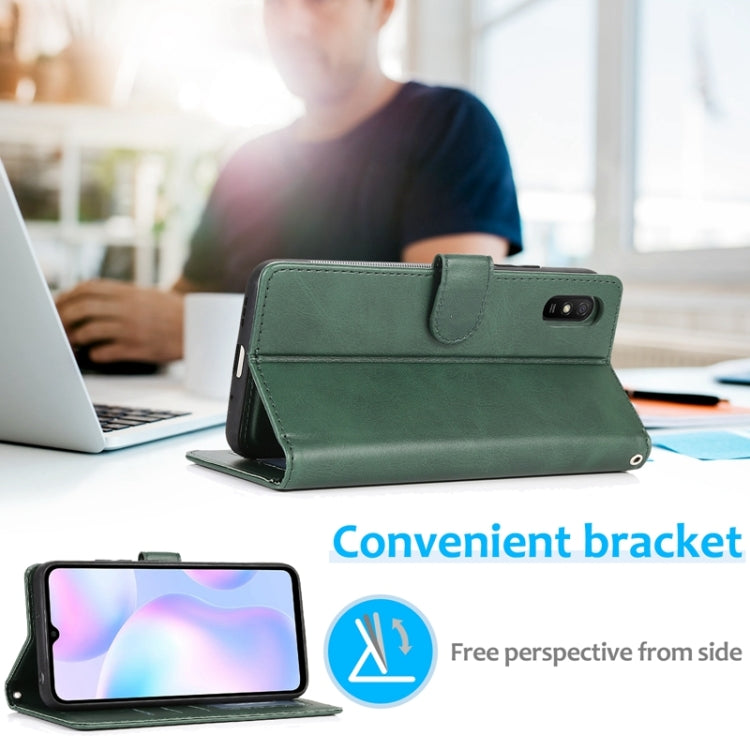 For Xiaomi Redmi 9A Calf Texture 2 in 1 Detachable Magnetic Back Cover Horizontal Flip Leather Case with Holder & Card Slots & Wallet & Photo Frame