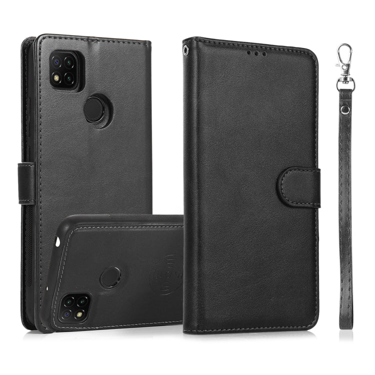 For Xiaomi Redmi 9C Calf Texture 2 in 1 Detachable Magnetic Back Cover Horizontal Flip Leather Case with Holder & Card Slots & Wallet & Photo Frame