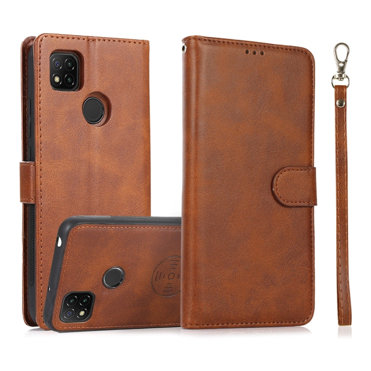 For Xiaomi Redmi 9C Calf Texture 2 in 1 Detachable Magnetic Back Cover Horizontal Flip Leather Case with Holder & Card Slots & Wallet & Photo Frame