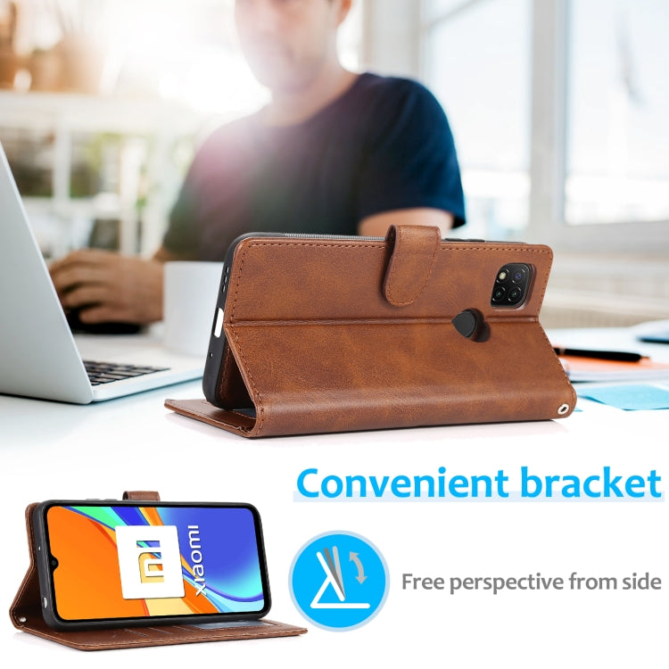 For Xiaomi Redmi 9C Calf Texture 2 in 1 Detachable Magnetic Back Cover Horizontal Flip Leather Case with Holder & Card Slots & Wallet & Photo Frame