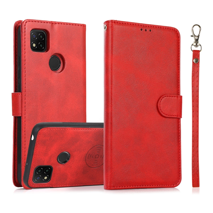 For Xiaomi Redmi 9C Calf Texture 2 in 1 Detachable Magnetic Back Cover Horizontal Flip Leather Case with Holder & Card Slots & Wallet & Photo Frame