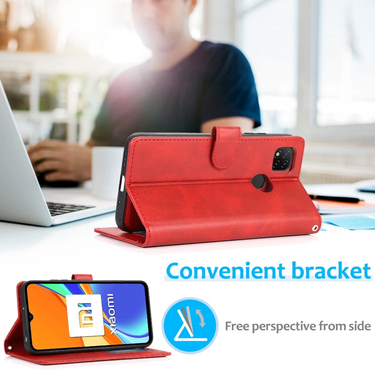 For Xiaomi Redmi 9C Calf Texture 2 in 1 Detachable Magnetic Back Cover Horizontal Flip Leather Case with Holder & Card Slots & Wallet & Photo Frame