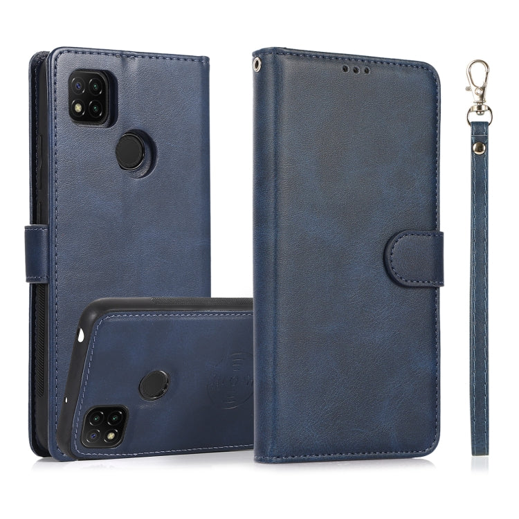 For Xiaomi Redmi 9C Calf Texture 2 in 1 Detachable Magnetic Back Cover Horizontal Flip Leather Case with Holder & Card Slots & Wallet & Photo Frame